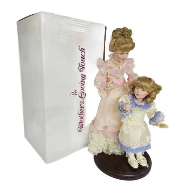 Vintage 1989 Danbury Mint "Mother's Loving Touch" Mother and Daughter Porcelain Doll Set