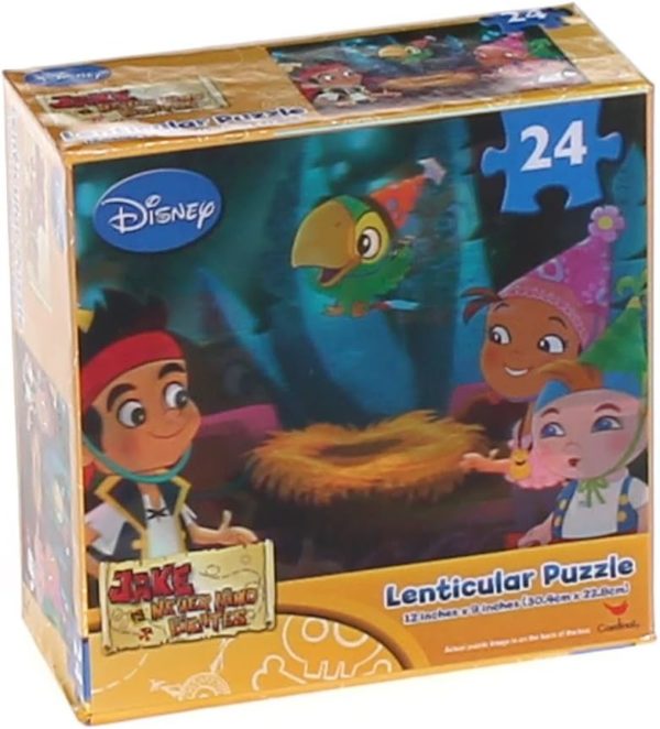 Assorted Puzzles 4 Pack Bundle: Cardinal Disney Jake and The Neverland Pirates Lenticular Puzzle, SunsOut Fenceline Birds 500 Piece Jigsaw Puzzle Artist Jerry Gadamaus, Cobble Hill 1000 Piece Puzzle - Birds of The Forest, Vintage Hoyle Products I Heart Lady Bugs 1020pc Jigsaw Puzzle