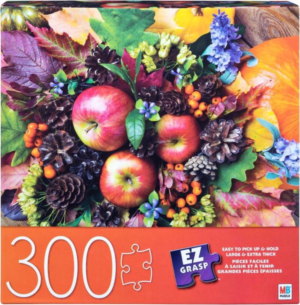 Assorted Puzzles 4 Pack Bundle: Fall Display EZ Grasp 300pc Puzzle, Milton Bradley Puzzle Big Ben Great Bay Beach, Marina Philipsburg, St. Maarten, 2012 Sesame Street 3 Pack Wood Memory Match Games in Wood Storage Box by Cardinal, SUNSOUT INC Country Produce 300 Piece Jigsaw Puzzle