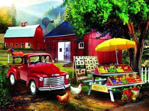 Assorted Puzzles 4 Pack Bundle: Fall Display EZ Grasp 300pc Puzzle, Milton Bradley Puzzle Big Ben Great Bay Beach, Marina Philipsburg, St. Maarten, 2012 Sesame Street 3 Pack Wood Memory Match Games in Wood Storage Box by Cardinal, SUNSOUT INC Country Produce 300 Piece Jigsaw Puzzle