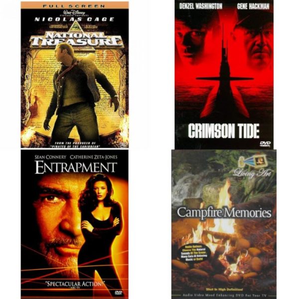 DVD Assorted Movies 4 Pack Fun Gift Bundle: National Treasure Full Frame  Crimson Tide  Entrapment   Campfire Memories