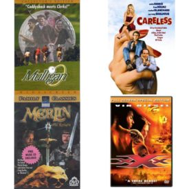 DVD Assorted Movies 4 Pack Fun Gift Bundle: Mulligan  Careless  Merlin: The Return   XXX Full Screen Special Edition