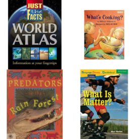 Children's Fun & Educational 4 Pack Paperback Book Bundle (Ages 6-12): World Atlas Just the Facts, Whats Cooking, Predators in the Rain Forest Deep in the Rain Forest, Language, Literacy & Vocabulary - Reading Expeditions Physical Science: What Is Matter? Language, Literacy, and Vocabulary - Reading Expeditions