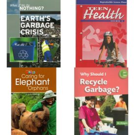 Children's Fun & Educational 4 Pack Paperback Book Bundle (Ages 6-12): Library Book: Earths Garbage Crisis What If We Do Nothing?, Teen Health: Course 1: Reproducible Lesson Plans, Our World Readers: Caring for Elephant Orphans: American English, Library Book: Why Should I Recycle Garbage? One Small Step