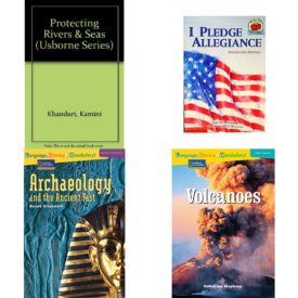 Children's Fun & Educational 4 Pack Paperback Book Bundle (Ages 6-12): Protecting Rivers & Seas Usborne Series, I Pledge Allegiance On My Own History, Archaeology and the Ancient Past Rise and Shine, Language, Literacy & Vocabulary - Reading Expeditions Earth Science: Volcanoes Language, Literacy, and Vocabulary - Reading Expeditions