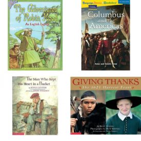Children's Fun & Educational 4 Pack Paperback Book Bundle (Ages 6-12): ADVENTURES OF ROBIN HOOD Dominie Collection of Myths & Legends, Language, Literacy & Vocabulary - Reading Expeditions U.S. History and Life: Columbus and The Americas Language, Literacy, and Vocabulary - Reading Expeditions, The Man Who Kept His Heart in a Bucket, 1621 Harvest Feast Giving Thanks