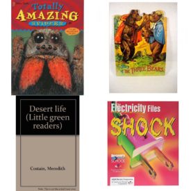 Children's Fun & Educational 4 Pack Paperback Book Bundle (Ages 6-12): Totally Amazing Spiders, The Story of the Three Bears Replica of the Antique Original, Desert life Little green readers, Shock The Electricity Files Discovery Channel School Science Collections