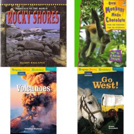 Children's Fun & Educational 4 Pack Paperback Book Bundle (Ages 6-12): ROCKY SHORES Dominie Habitats of the World, How Monkeys Make Chocolate: Foods and Medicines from the Rainforests, Language, Literacy & Vocabulary - Reading Expeditions Earth Science: Volcanoes Language, Literacy, and Vocabulary - Reading Expeditions, Language, Literacy & Vocabulary - Reading Expeditions U.S. History and Life: Go West! Rise and Shine