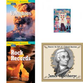 Children's Fun & Educational 4 Pack Paperback Book Bundle (Ages 6-12): Language, Literacy & Vocabulary - Reading Expeditions Earth Science: Volcanoes Language, Literacy, and Vocabulary - Reading Expeditions, Dress Up Dolls: Funky Fashion, Rock Records Avenues, James Oglethorpe: Discover the Life of a Colonial American