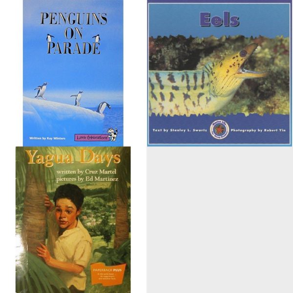 Children's Fun & Educational 4 Pack Paperback Book Bundle (Ages 6-12): LITTLE CELEBRATIONS, PENGUIN PARADE, SINGLE COPY, FLUENCY, STAGE 3B Celebration Press, Eels Dominie Marine Life Young Readers, Yagua Days Houghton Mifflin Leveled Library:  Plus: Theme: Wea, SCHOOLS OF FISH Dominie Marine Life Young Readers