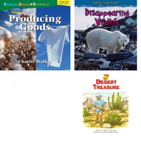 Children's Fun & Educational 4 Pack Paperback Book Bundle (Ages 6-12): Windows on Literacy Language, Literacy & Vocabulary Fluent Social Studies: Producing Goods Language, Literacy, and Vocabulary - Windows on Literacy, Disappearing Wildlife Protect Our Planet, Full Steam Ahead: The Race to Build a Transcontinental Railroad, Steck-Vaughn Pair-It Books Fluency Stage 4: Student Reader Desert Treasure , Story Book