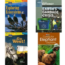 Children's Fun & Educational 4 Pack Paperback Book Bundle (Ages 6-12): Language, Literacy & Vocabulary - Reading Expeditions Life Science/Human Body: Exploring Ecosystems Language, Literacy, and Vocabulary - Reading Expeditions, Library Book: Earths Garbage Crisis What If We Do Nothing?, Language, Literacy & Vocabulary - Reading Expeditions U.S. History and Life: Go West! Rise and Shine, Our World Readers: Caring for Elephant Orphans: American English