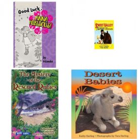 Children's Fun & Educational 4 Pack Paperback Book Bundle (Ages 6-12): Good Luck, Anna Hibiscus! Book 3, LUCY TAKES THE REINS Sweet Valley Twins, Book Treks Extension the Mystery of the Rescued Rubies Gr 5 2005c, Desert Babies