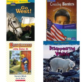 Children's Fun & Educational 4 Pack Paperback Book Bundle (Ages 6-12): Language, Literacy & Vocabulary - Reading Expeditions U.S. History and Life: Go West! Rise and Shine, Crossing Borders: Stories of Immigrants, Karens Witch Baby-Sitters Little Sister #1, Disappearing Wildlife Protect Our Planet