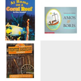 Children's Fun & Educational 4 Pack Paperback Book Bundle (Ages 6-12): AT HOME ON A CORAL REEF, SINGLE COPY, VERY FIRST CHAPTERS, Amos & Boris, Read and Respond: Frontier American Literature, Mug shots Sparklers