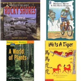 Children's Fun & Educational 4 Pack Paperback Book Bundle (Ages 6-12): ROCKY SHORES Dominie Habitats of the World, MAILMAN MARIO & HIS BORIS-BUSTERS Dominie Chapter Books, Language, Literacy & Vocabulary - Reading Expeditions Life Science/Human Body: A World of Plants Language, Literacy, and Vocabulary - Reading Expeditions, Hu Is a Tiger: An Introduction to Chinese Writing