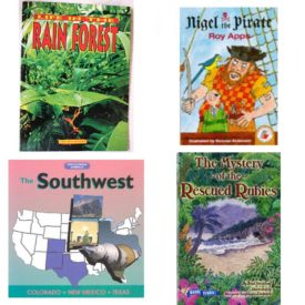 Children's Fun & Educational 4 Pack Paperback Book Bundle (Ages 6-12): Life in the Rain Forest: Student Book Ranger Rick Science Spectacular, Nigel the Pirate Red Storybooks, The Southwest: Colorado, New Mexico, Texas Discovering America, Book Treks Extension the Mystery of the Rescued Rubies Gr 5 2005c