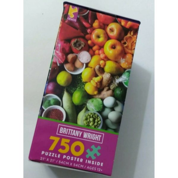Assorted Puzzles 4 Pack Bundle: Brittany Wright FRUITS AND SPICES 750 Piece Puzzle with Poster 21 x 21, Puppies, 45 Piece Jigsaw Puzzle by Clever Prints, National Geographic Matira Beach, Bora Bora, French Polynesia 1000 Piece Puzzle, LPF 3D Lenticular Puzzle Colorful Reef Fish 300 Piece