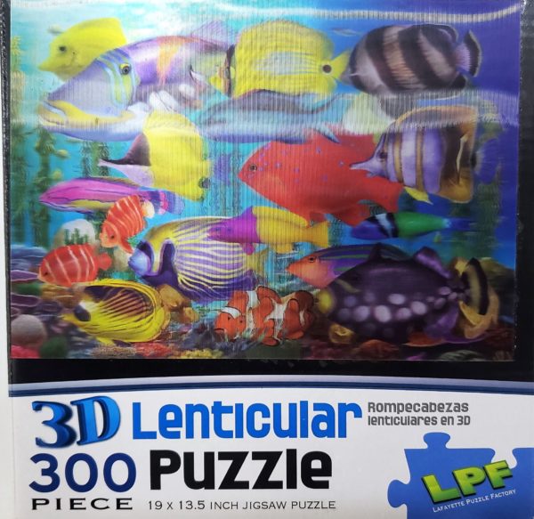 Assorted Puzzles 4 Pack Bundle: Brittany Wright FRUITS AND SPICES 750 Piece Puzzle with Poster 21 x 21, Puppies, 45 Piece Jigsaw Puzzle by Clever Prints, National Geographic Matira Beach, Bora Bora, French Polynesia 1000 Piece Puzzle, LPF 3D Lenticular Puzzle Colorful Reef Fish 300 Piece