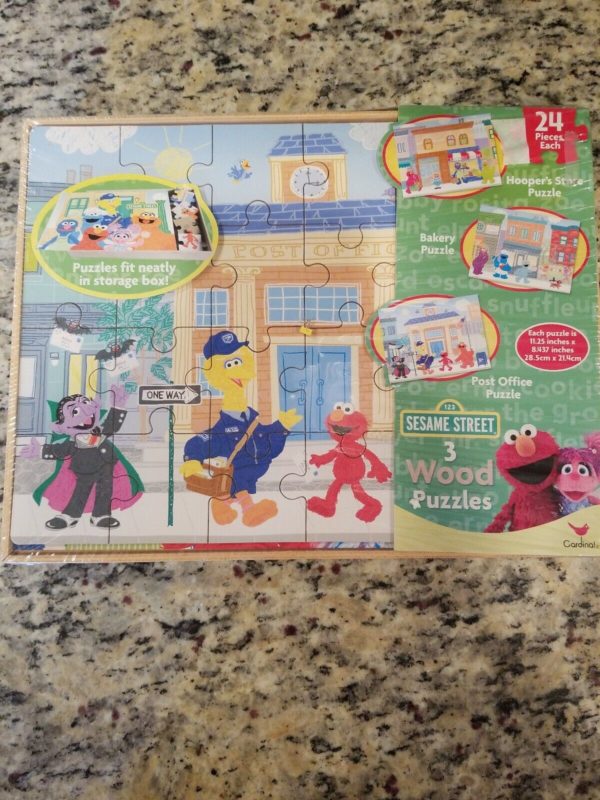 Assorted Puzzles 4 Pack Bundle: Fall Display EZ Grasp 300pc Puzzle, Milton Bradley Puzzle Big Ben Great Bay Beach, Marina Philipsburg, St. Maarten, 2012 Sesame Street 3 Pack Wood Memory Match Games in Wood Storage Box by Cardinal, SUNSOUT INC Country Produce 300 Piece Jigsaw Puzzle