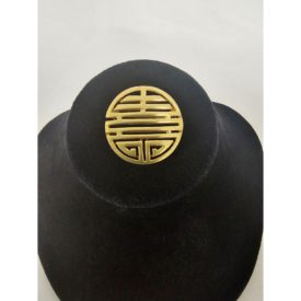 Vintage Gold Tone Chinese Longevity Symbol Pin Brooch Marked TBM The Brooklyn Museum