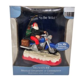 Santas Best  Musical Biker Santa Plays "Born To Be Wild"  Ornament Centerpiece