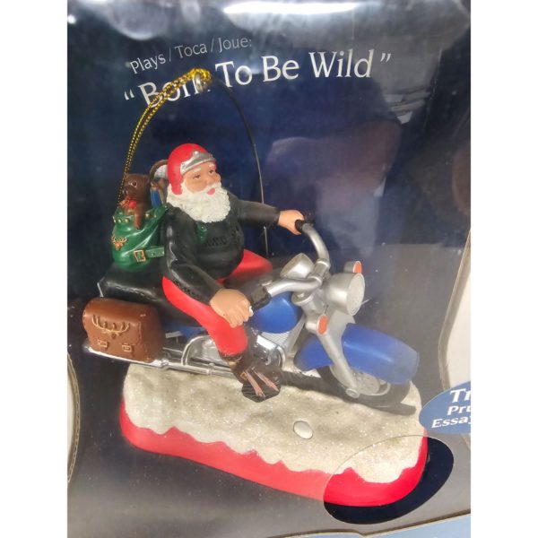 Santas Best  Musical Biker Santa Plays "Born To Be Wild"  Ornament Centerpiece