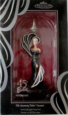 2004 Hallmark Keepsake Ornament 45th Anniversary Barbie 2pc (with lighted display stand)