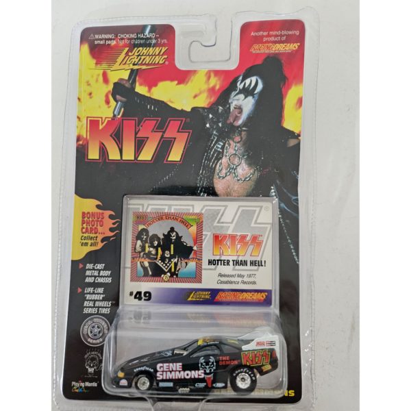 Johnny Lightning KISS Gene Simmons 1:64 Diecast Car w/HOTTER THAN HELL Album Photo Card #49