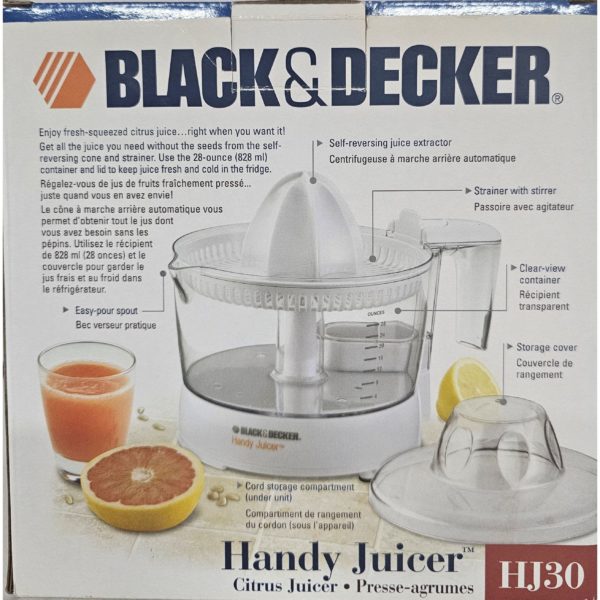 Black & Decker HJ30 Handy Electric Citrus Juicer 28oz Strainer