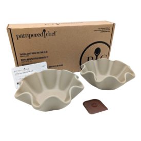 Pampered Chef Stoneware Tortilla Shell Baker Set of 2 #1386