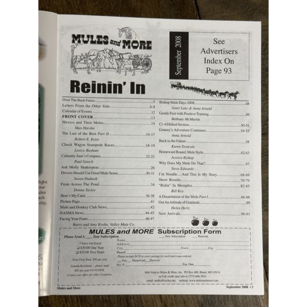 Mules and More - Sept. 2008 Vol. 18 Issue 11 (Back Issue Magazine)