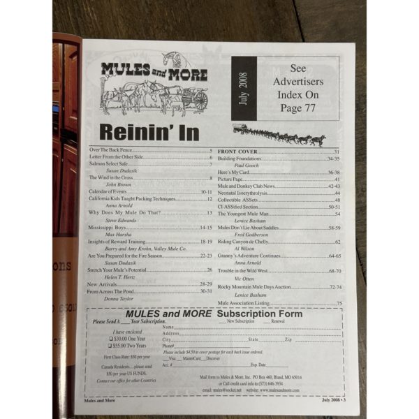 Mules and More - Jul. 2008 Vol. 18 Issue 9 (Back Issue Magazine)