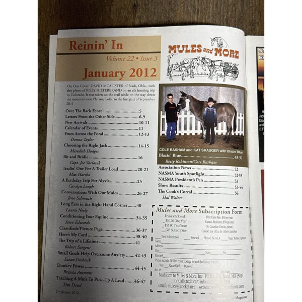 Mules and More - Jan. 2012 Vol. 22 Issue 3 (Back Issue Magazine)