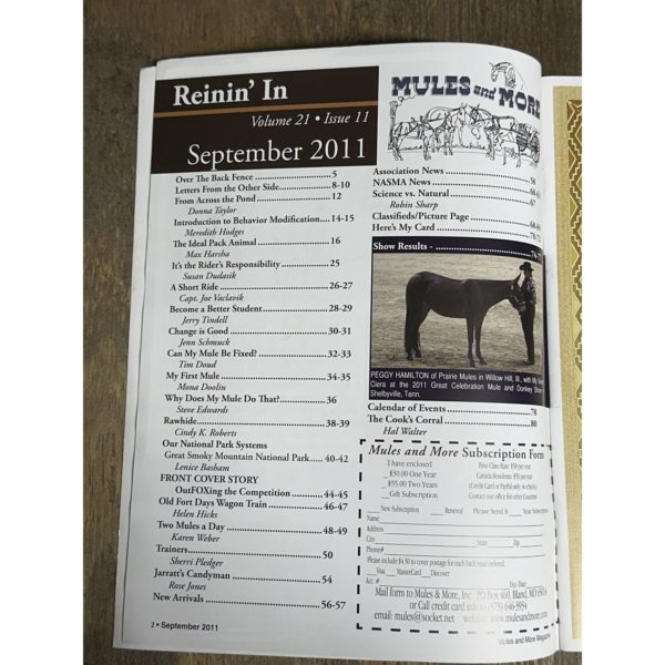 Mules and More - Sept. 2011 Vol. 21 Issue 11 (Back Issue Magazine)