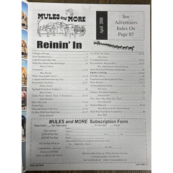 Mules and More - Apr. 2008 Vol. 18 Issue 6 (Back Issue Magazine)