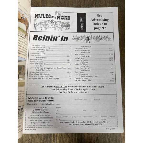 Mules and More - Aug. 2001 Vol. 11 Issue 10 (Back Issue Magazine)