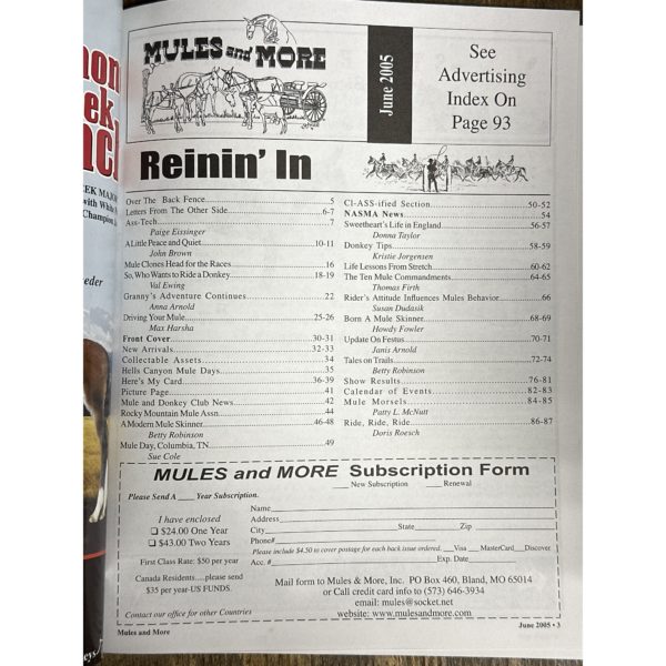 Mules and More - Jun. 2005 Vol. 15 Issue 8 (Back Issue Magazine)