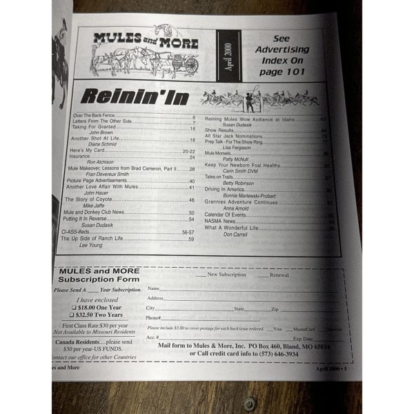 Mules and More - Apr. 2000 Vol. 10 Issue 6 (Back Issue Magazine)
