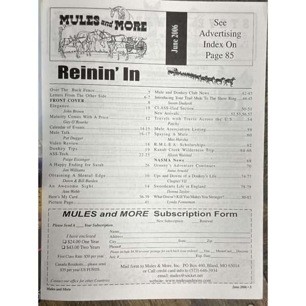 Mules and More - Jun. 2006 Vol. 16 Issue 8 (Back Issue Magazine)