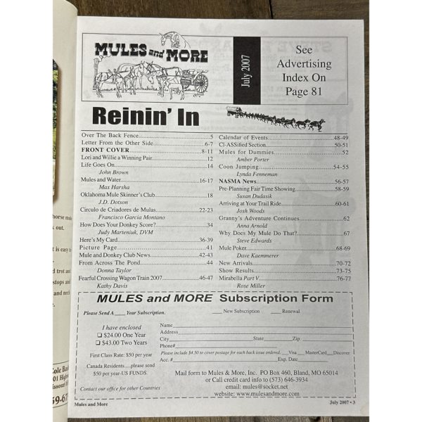 Mules and More - Jul. 2007 Vol. 17 Issue 9 (Back Issue Magazine)