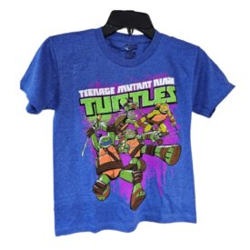 Teenage Mutant Ninja Turtles TMNT Boys Heather Blue Graphic Tee Size 10/12 Large