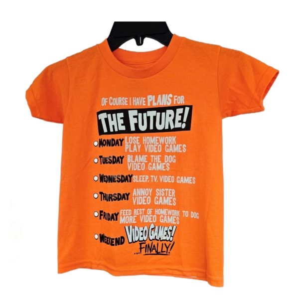 Gildan Boys The Future! Gamer Humor Graphic Tee Neon Orange Size 4/5 XS