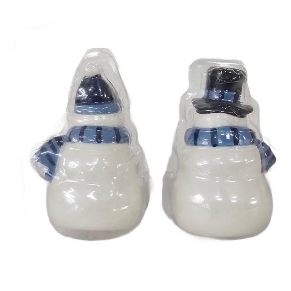 Snowman Blue and White Ceramic Salt & Pepper Shakers