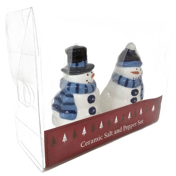 Snowman Blue and White Ceramic Salt & Pepper Shakers