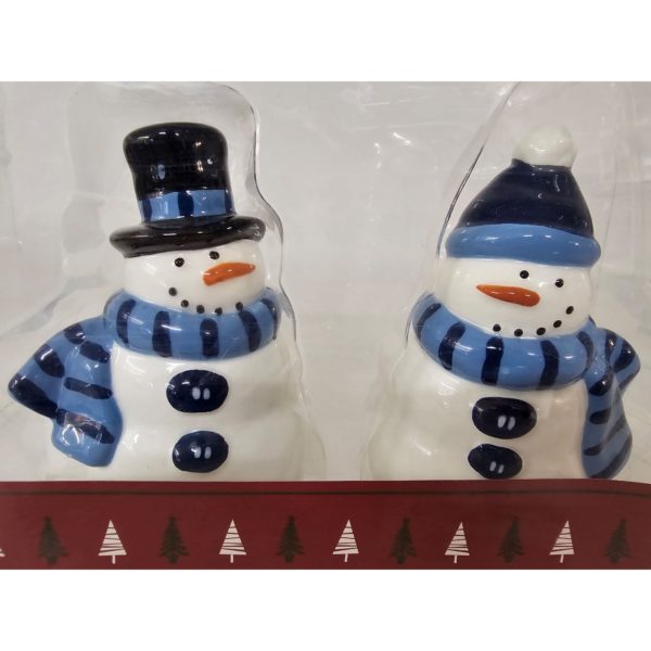 Snowman Blue and White Ceramic Salt & Pepper Shakers