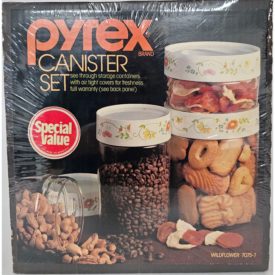 Vintage 1979 Corning Pyrex 4 Piece Glass Canister Set Wildflower #70757-7