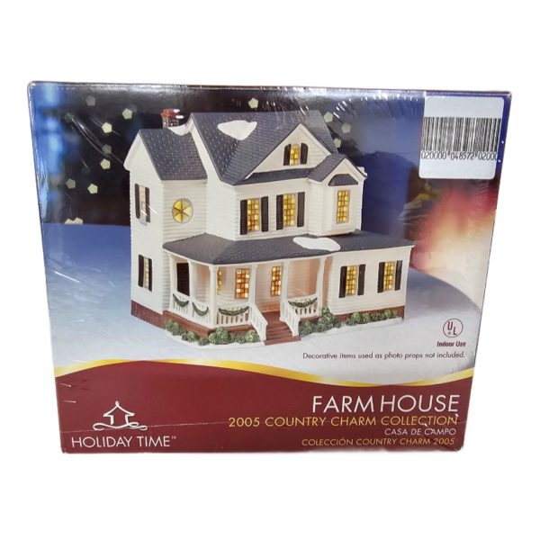 Holiday Time FARM HOUSE 2005 Country Charm Collection Porcelain Lighted House