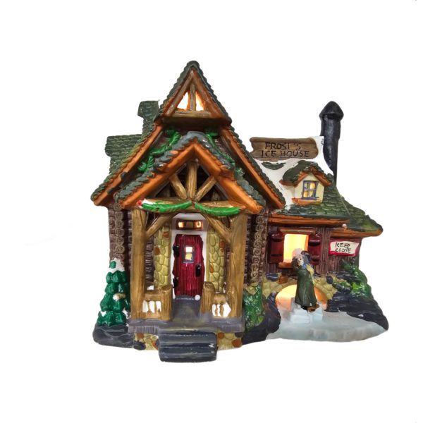 2004 Christmas Streets Collection FROSI'S ICE HOUSE Lighted Porcelain Village House