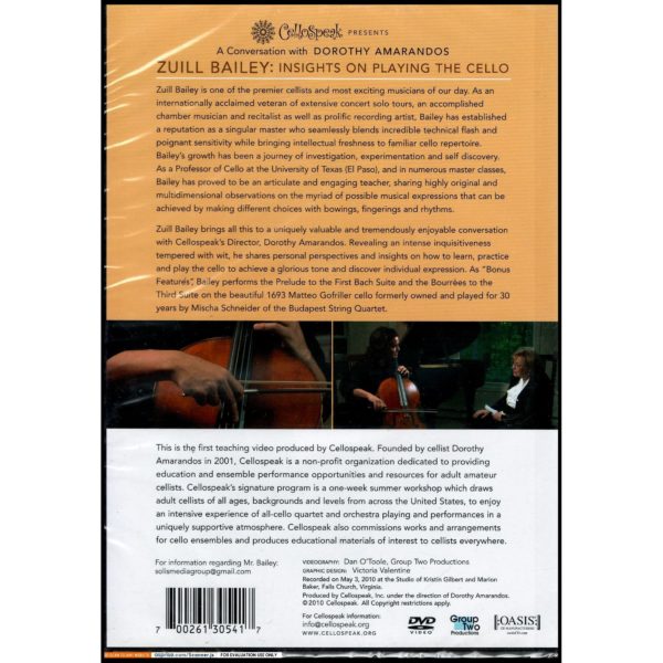 A Conversation with Dorthy Amarandos Zuill Baily Insights on Playing the Cello (DVD)